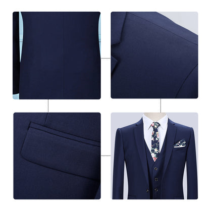 2-Piece Slim Fit Notched Lapel Blue Suit