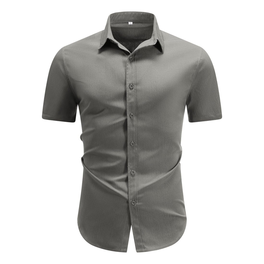 Herren Kurzarm Sommerhemd Regular Fit Leinenhemd Business Grau