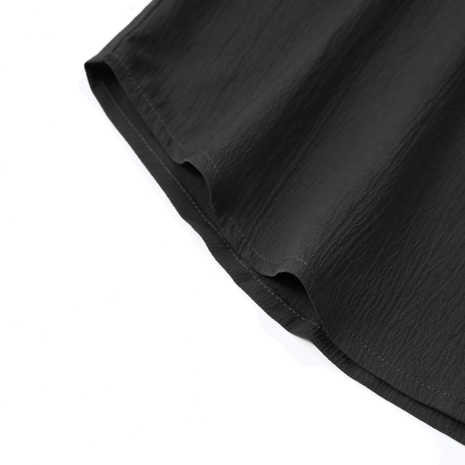 Herren Kurzarm Sommerhemd Regular Fit Leinenhemd Business Schwarz