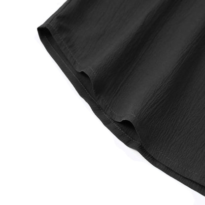 Herren Kurzarm Sommerhemd Regular Fit Leinenhemd Business Schwarz