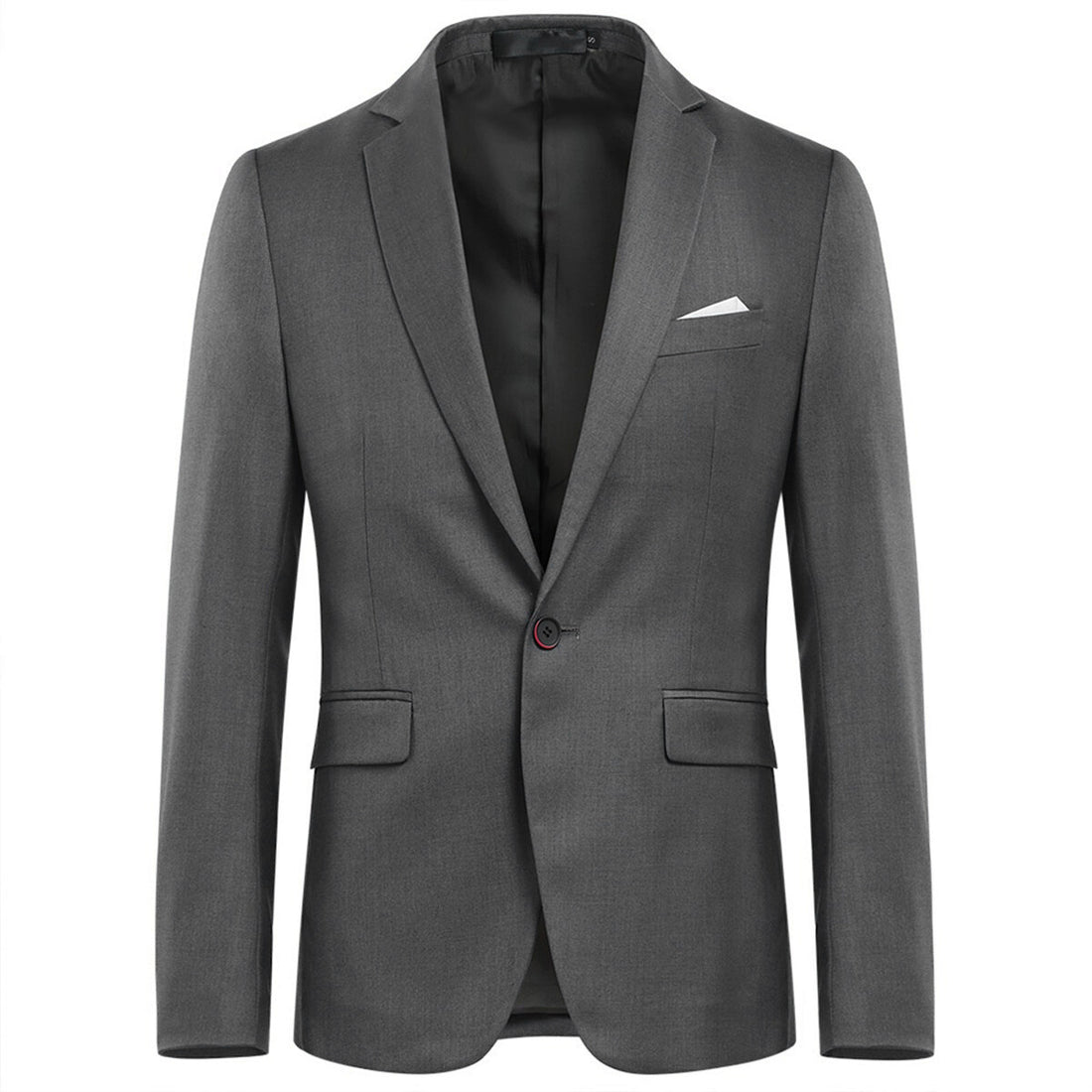 3-Piece Slim Fit Solid Grey Smart Wedding Formal Suit