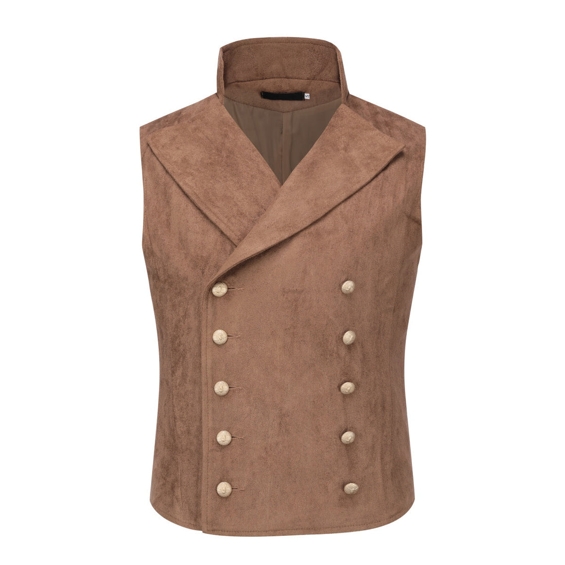Herren Gothic Vintage Weste Anzugweste Zweireihig Braun
