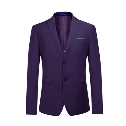 3-Piece Casual Two Button Suit Slim Fit Suit Purple