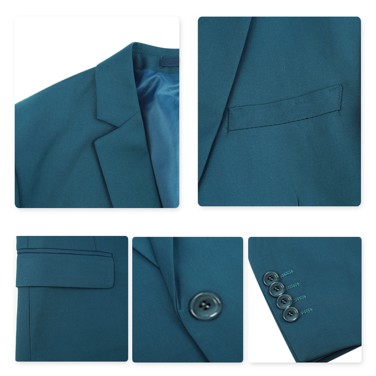 2-Piece Slim Fit Simple Designed Sea Blue Suit