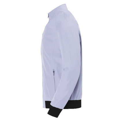 Mens Solid Stand Collar Jacket Light Grey