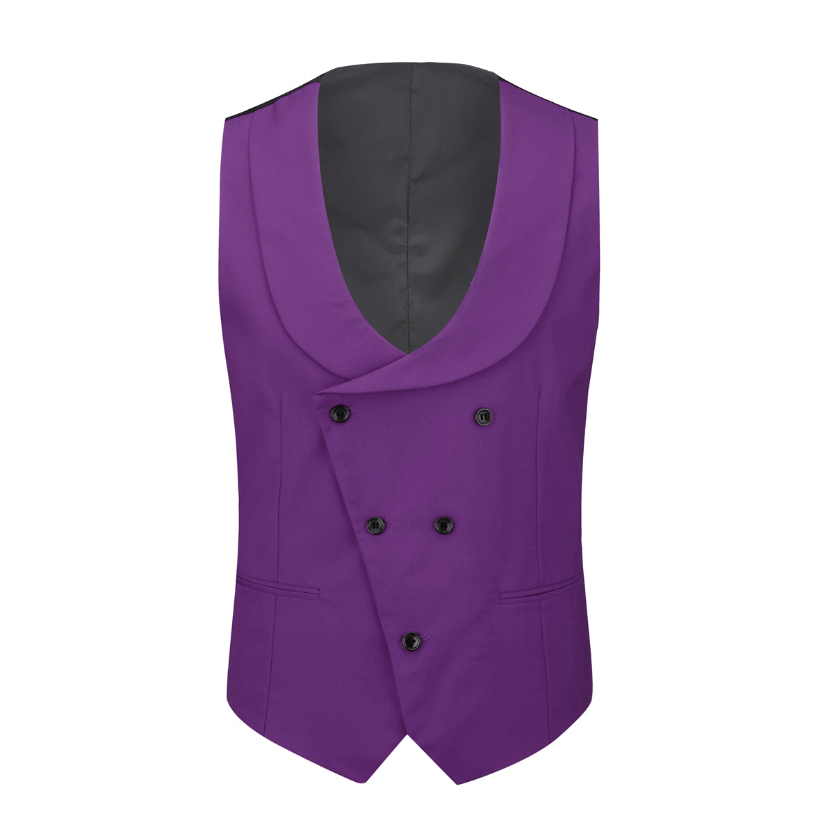 3-piece Fashionable One-Button Colorblock Suit Purple
