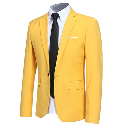 Yellow Stylish One-Button Casual Blazer