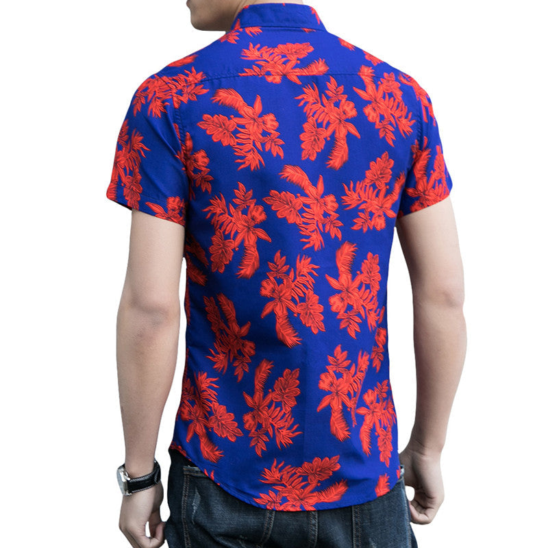 Slim Fit Ventilate Floral Shirt Red