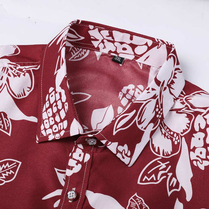 Red Printed Summer Shirt For Men