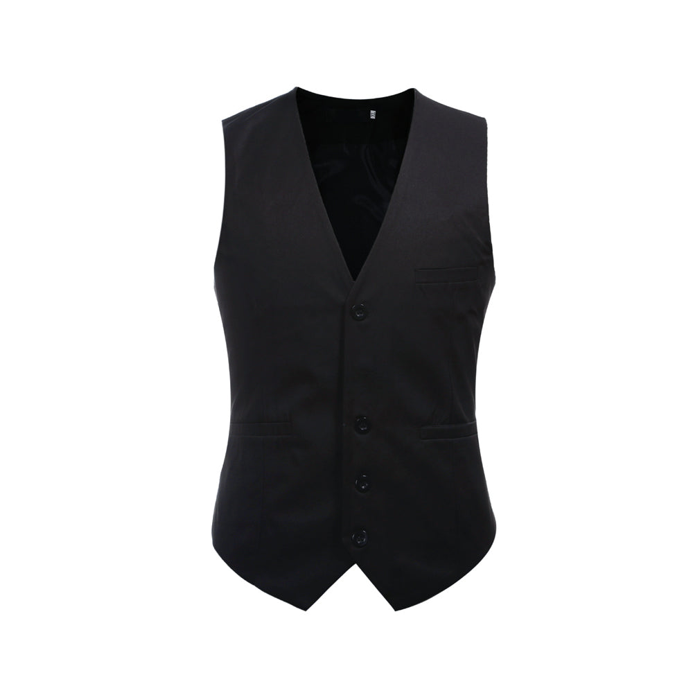 Slim Fit Solid Color Fashion Vest Black