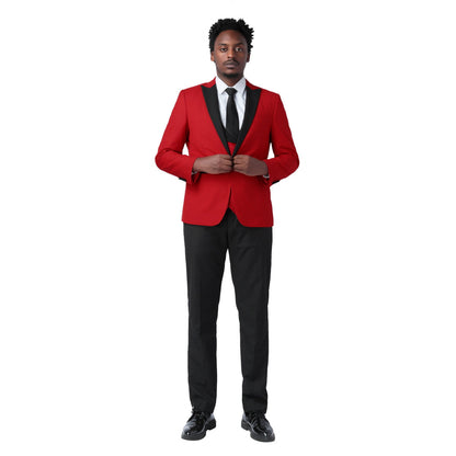 Red Slim Fit Peak Lapel 3-Piece Suit