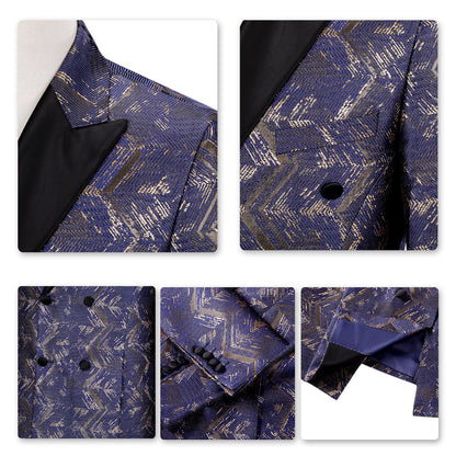 2-Piece Set Gold Thread Shiny Dress Suit Blue