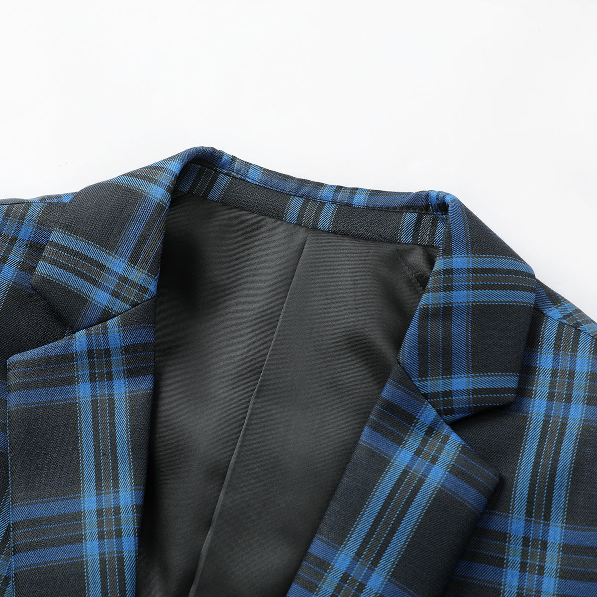 Plaid Stripe Suit Slim Fit 2-Piece Suit Blue