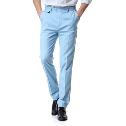Light Blue Relaxed Flat Front Straight-Fit Suit Dress Pant