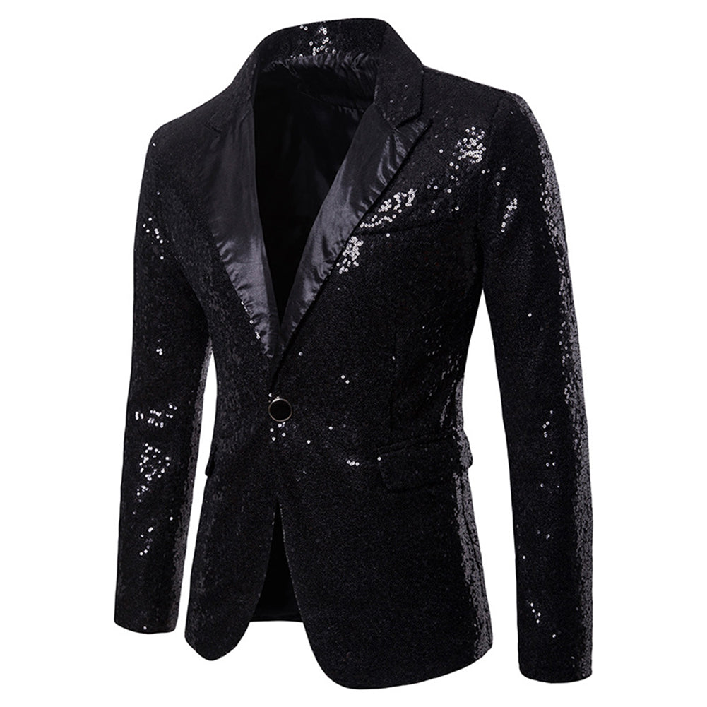 Black Shiny Sequin Jacket Party Tuxedo Blazer