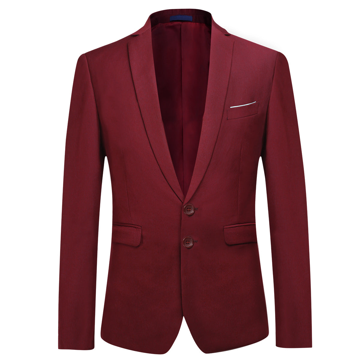 Mens 2-Piece Slim Fit Two Button Wine Red Suit