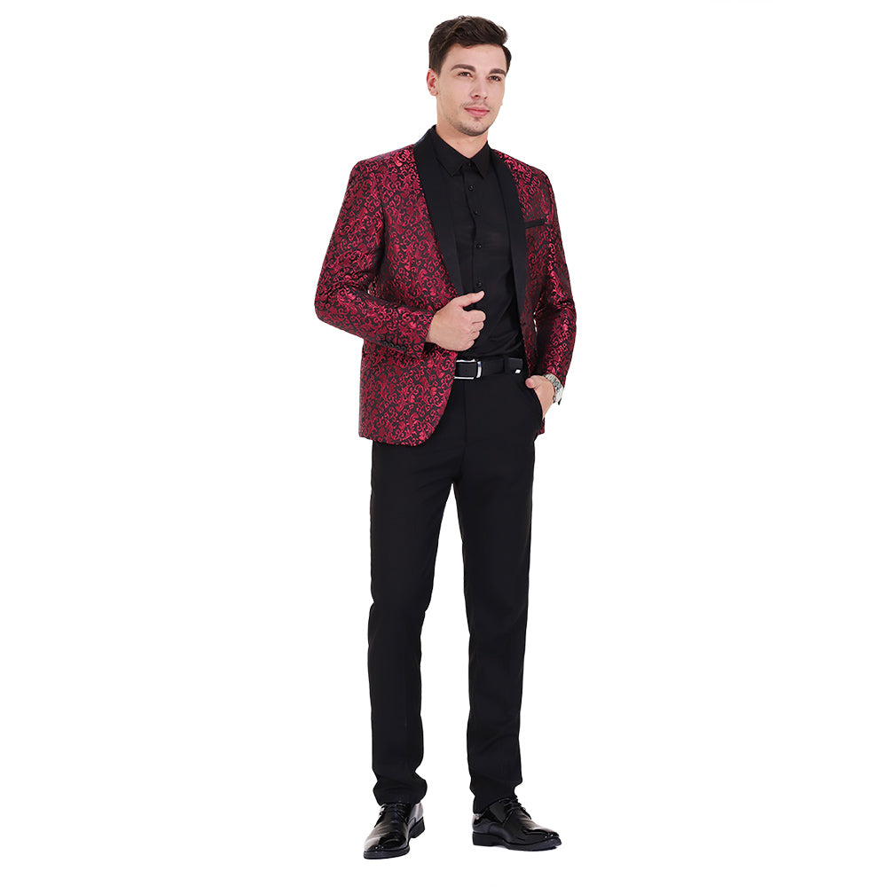 Paisley Maroon Slim Fit Print 2-Piece Suit