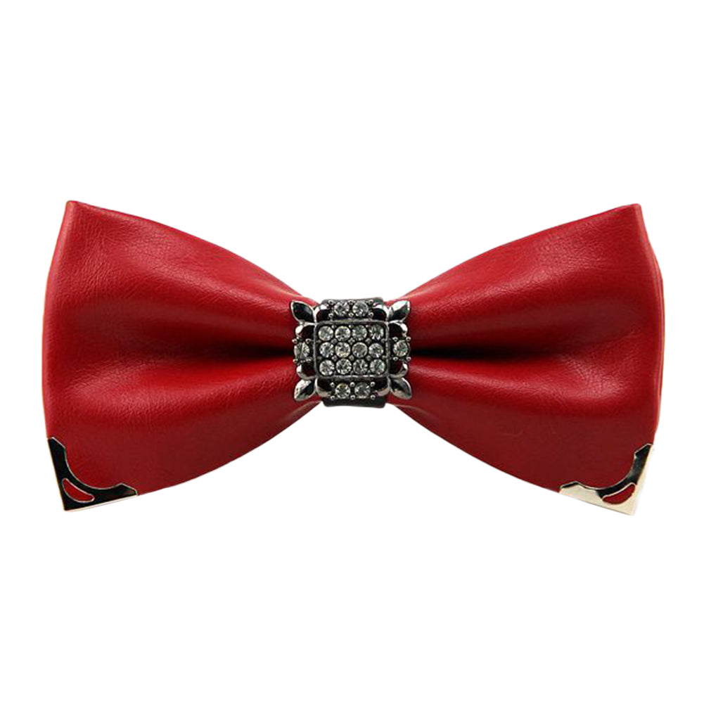 PU Leather Crystal Bow Tie 6 Colors - Cloudstyle