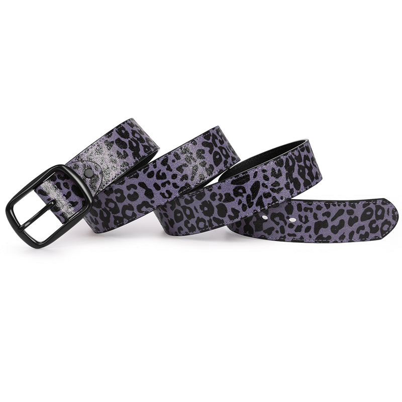 Purple Leopard Print Prong Buckle Belt