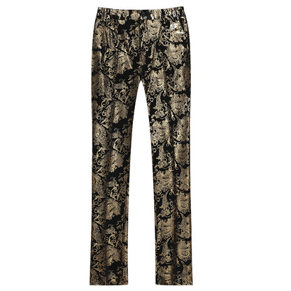 2-Piece Slim Fit Gold Floral Dress Suit