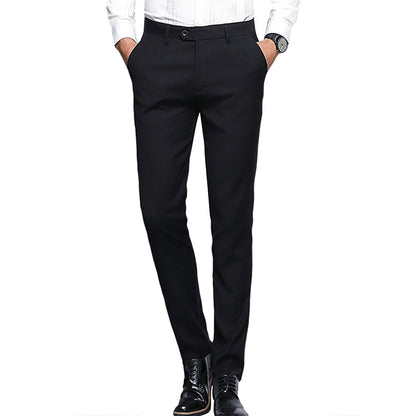 Black Classic Slim Fit Fit Stretch Flat Front Pants