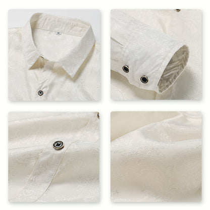 Slim Fit Embroidered White Paisley Shirt