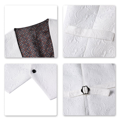 3-Piece Paisley White Suit Shawl Collar Suit