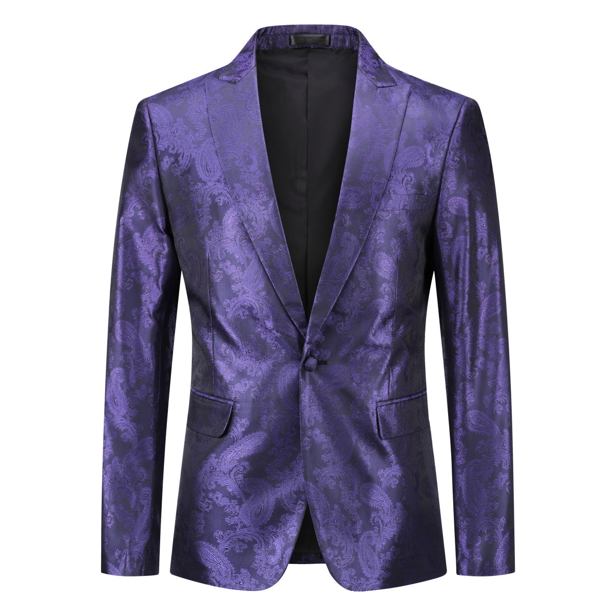 2-Piece Slim Fit Paisley Fashion Suit Purple