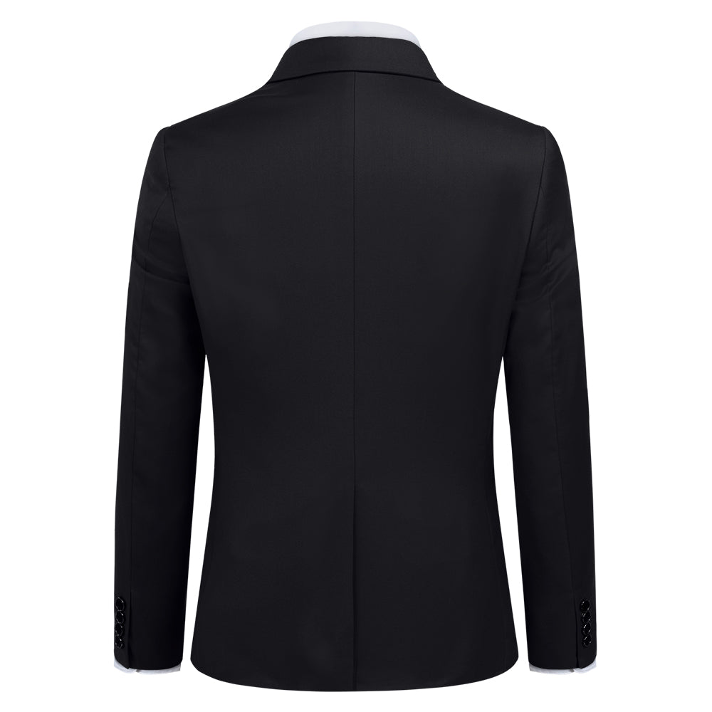 3-Piece Slim Fit One Button Fashion Black Suit