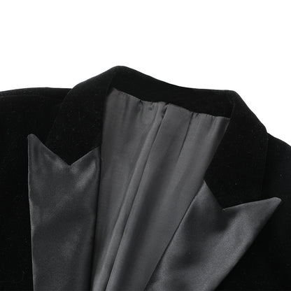 Slim Fit 2-Piece Black Pleuche Velvet Tuxedo Suit