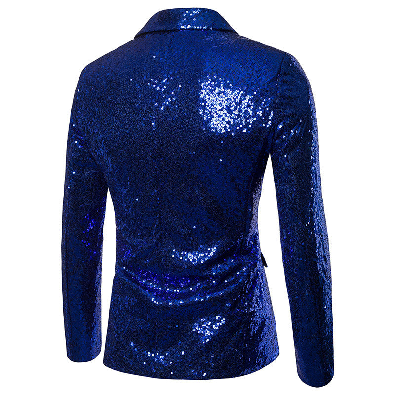 Blue Shiny Sequin Jacket Party Tuxedo Blazer