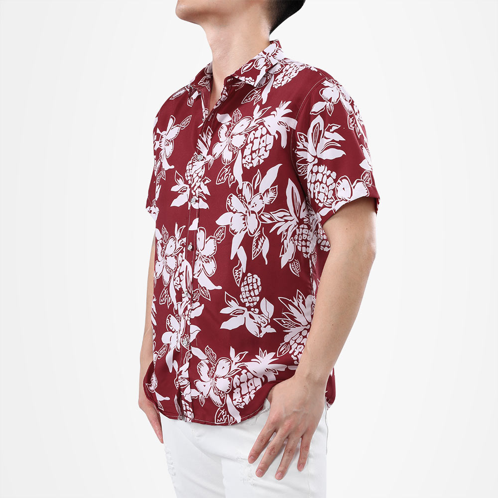 Red Printed Summer Shirt For Men