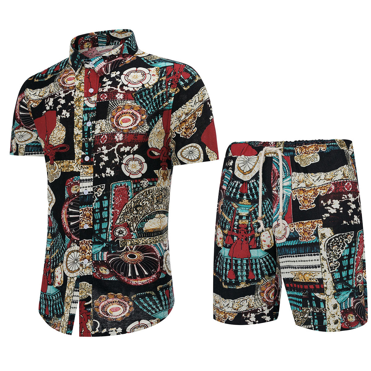Trendy 2-Piece Funny Printed Hawaii Summer Suit