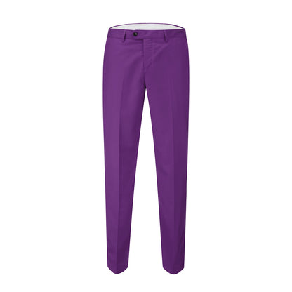 3-piece Fashionable One-Button Colorblock Suit Purple