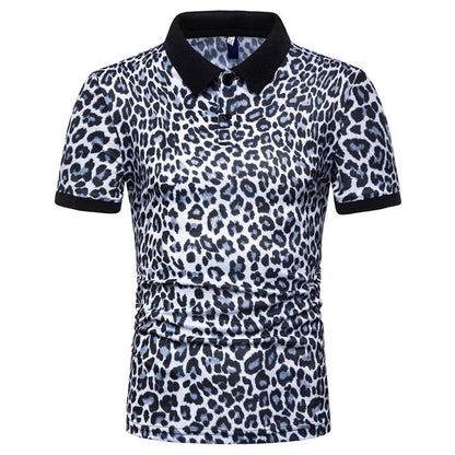 Slim Fit Leopard Polo Shirt Black