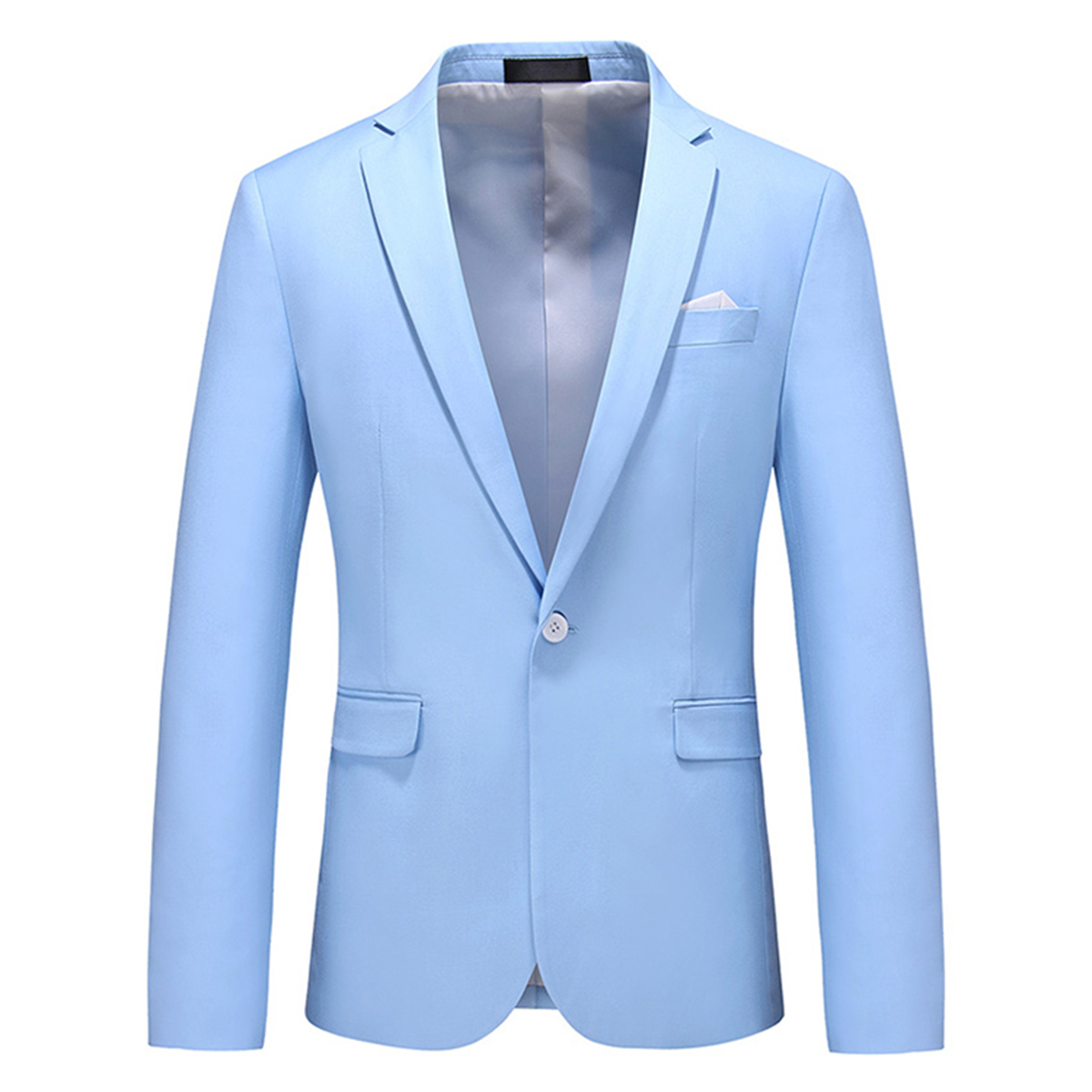 Fashion Jakcket One Button Casual Blazer Light Blue