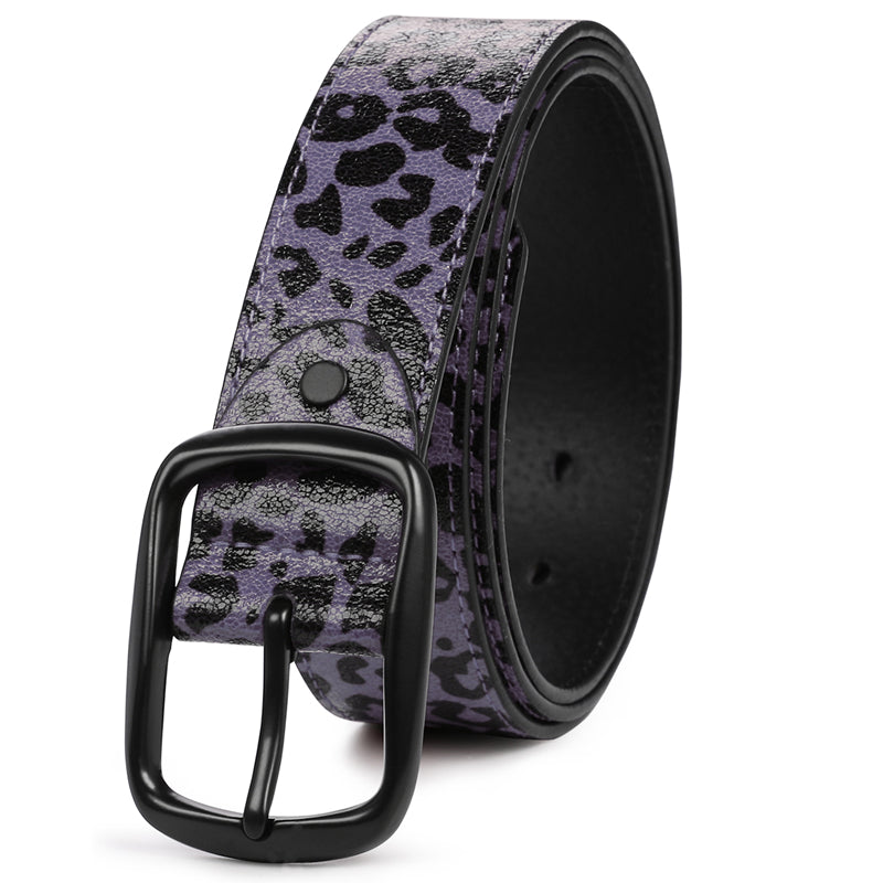 Purple Leopard Print Prong Buckle Belt
