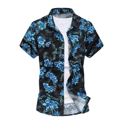 Slim Fit Floral Blue Jasmine Flower Shirt