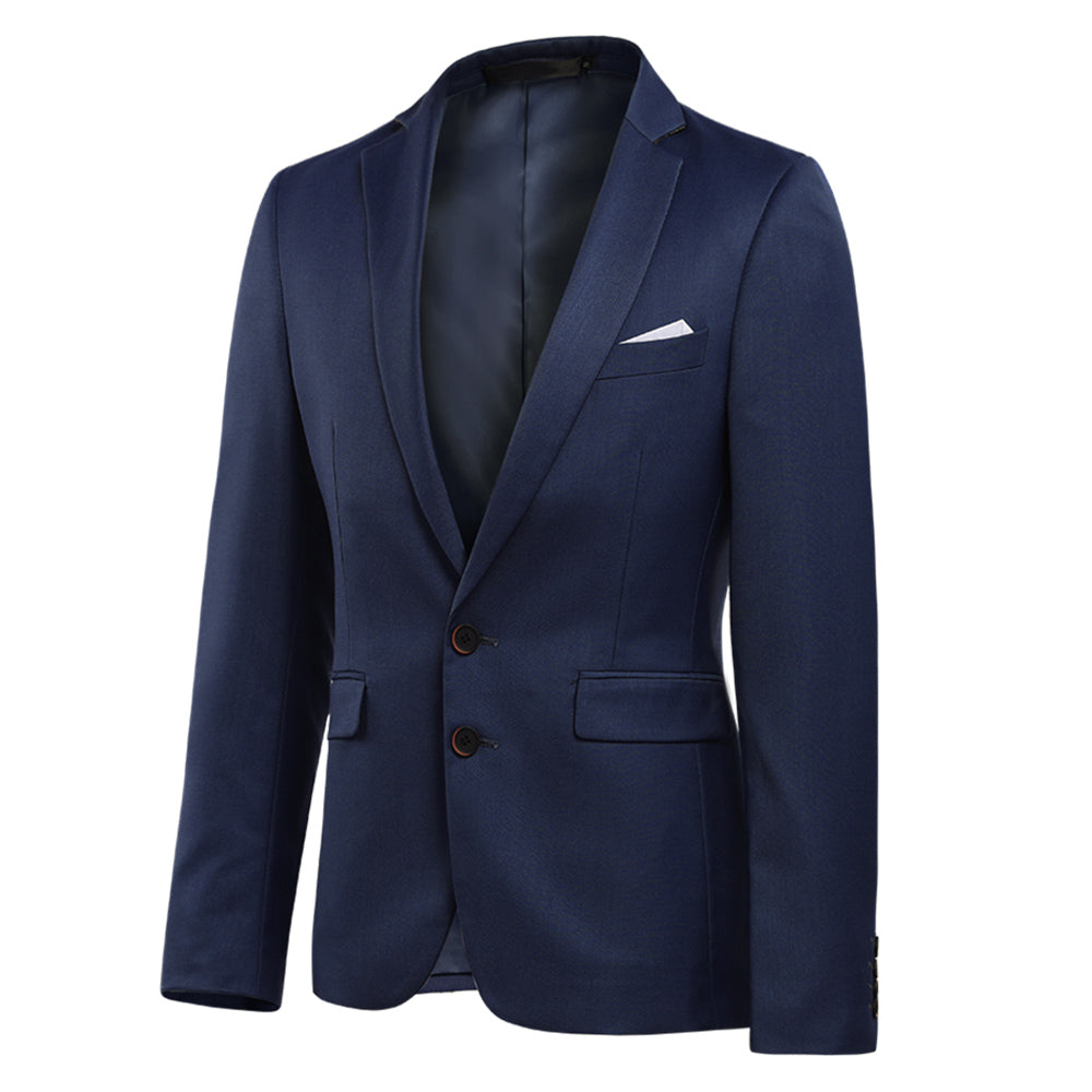 Mens Solid Color Two Button Single Breasted Blazer Navy