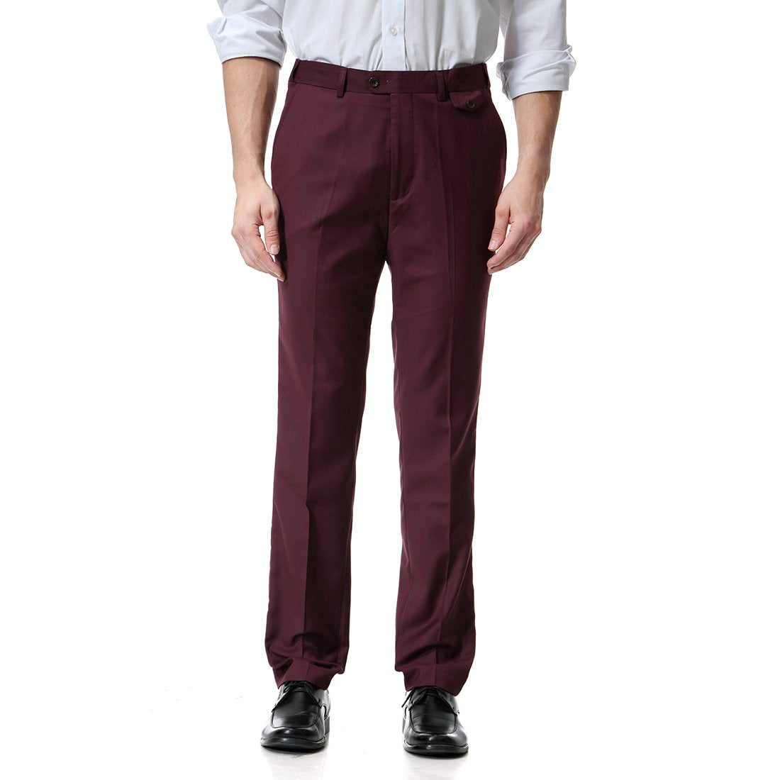 Dark Red Straight-Fit Suit Pants