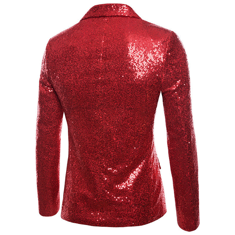 Red Shiny Sequin Jacket Party Tuxedo Blazer
