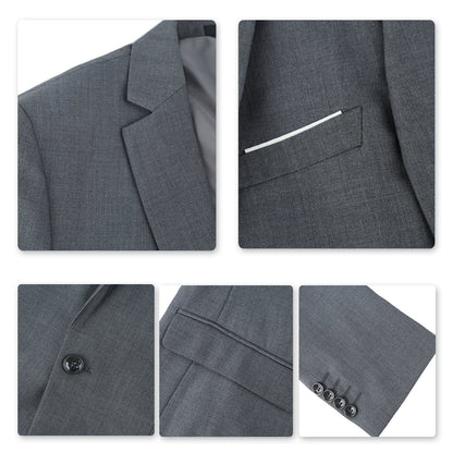 Mens 2-Piece Slim Fit Two Button Grey Suit