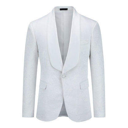 Paisley Suit 2-Piece Slim Fit Print Suit White