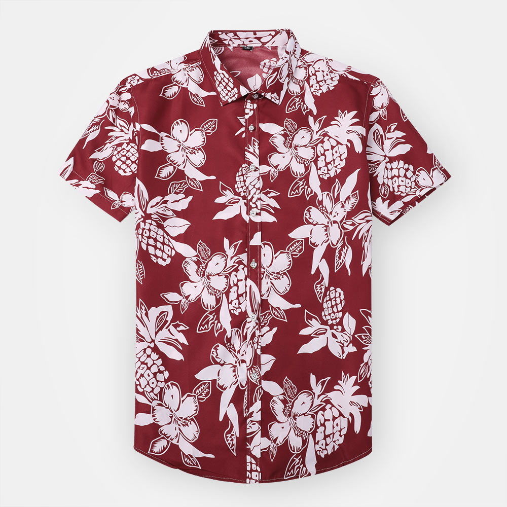 Red Printed Summer Shirt For Men