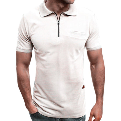 Zip Closure Polo Shirts Black &amp; White Basic Color Choice