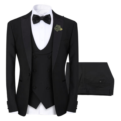 Black 3-Piece Slim Fit Tuxedo - One Button, Peaked Lapel
