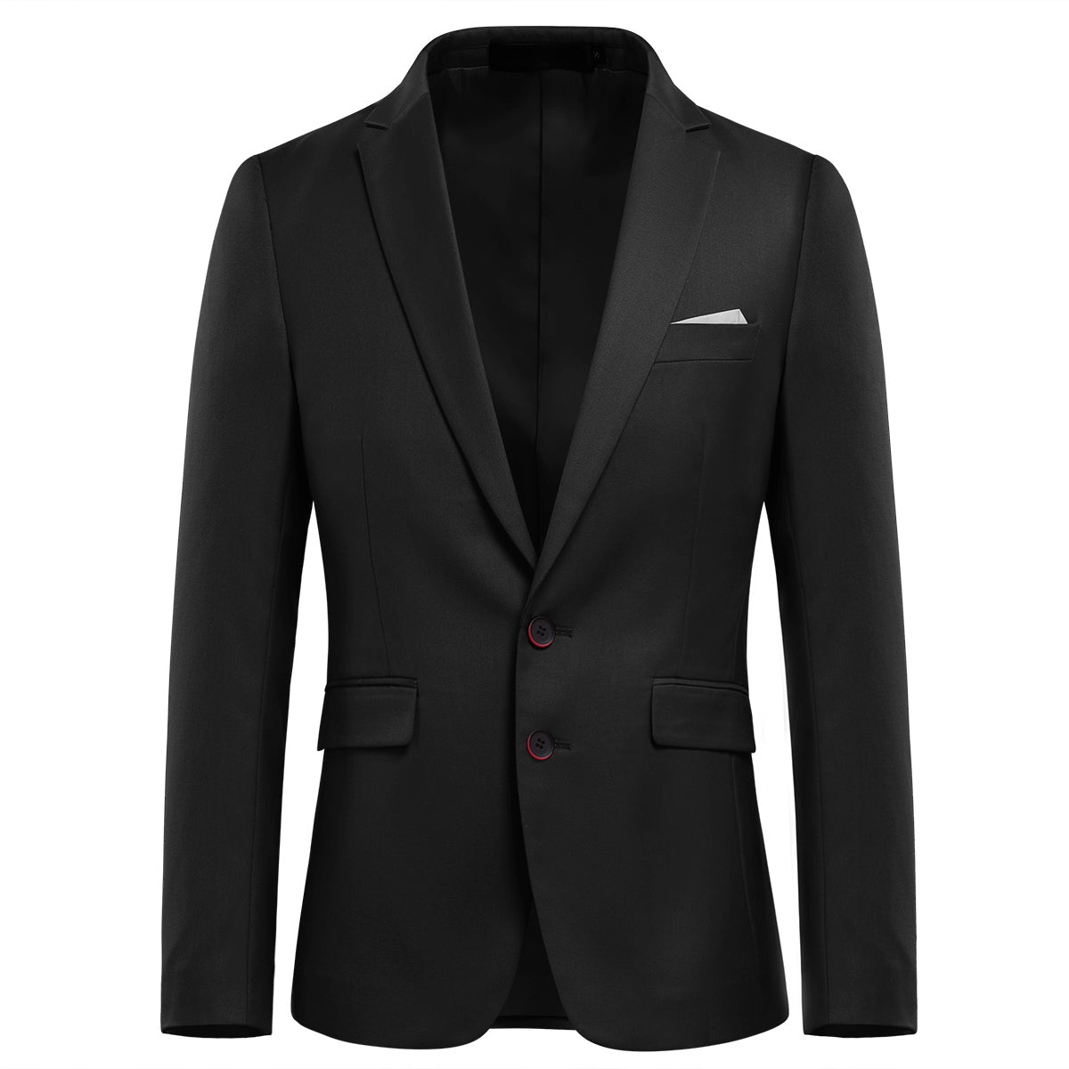 Mens Solid Color Two Button Single Breasted Blazer Black