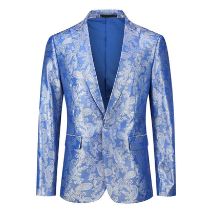 2-Piece Slim Fit Paisley Fashion Suit Blue