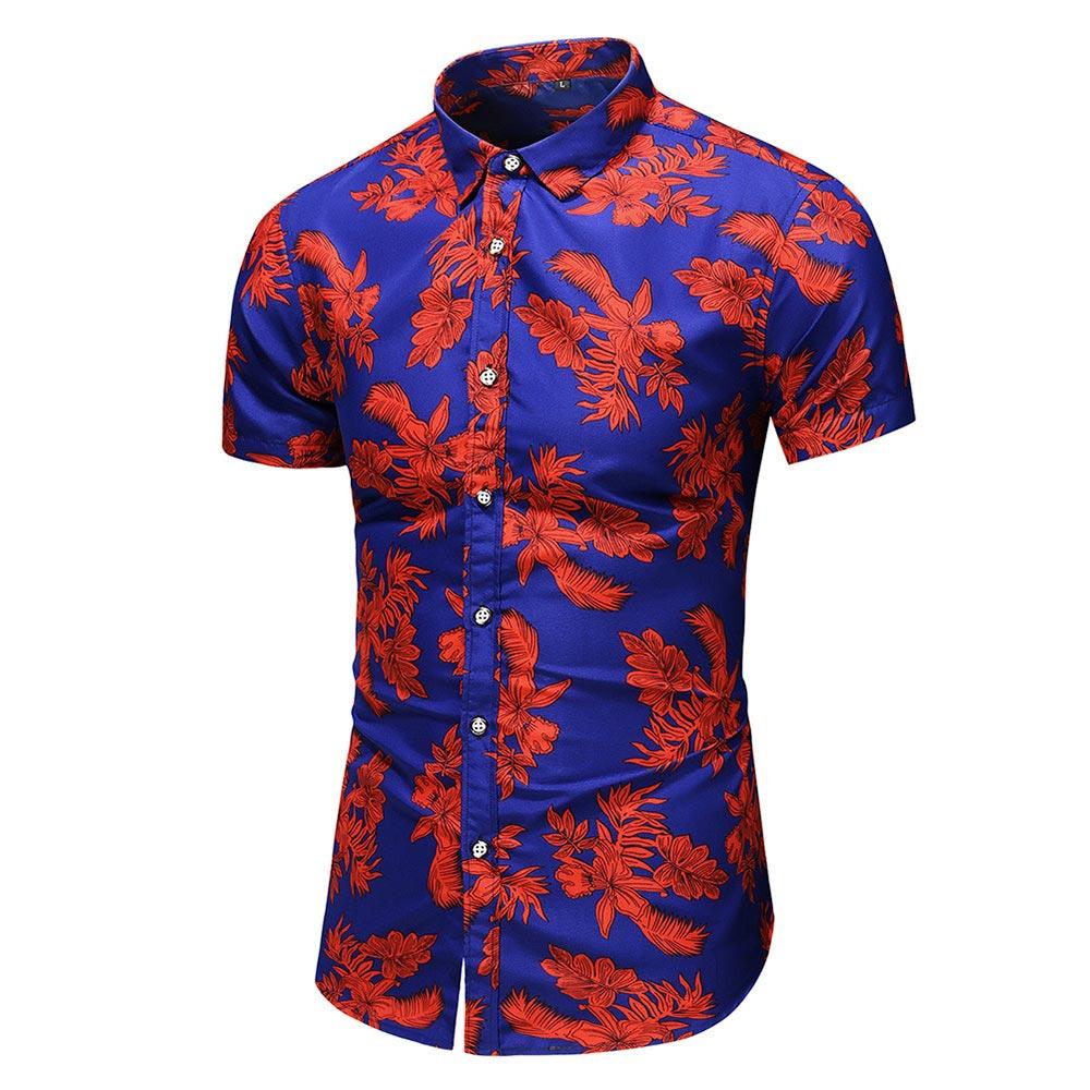 Slim Fit Ventilate Floral Shirt Red