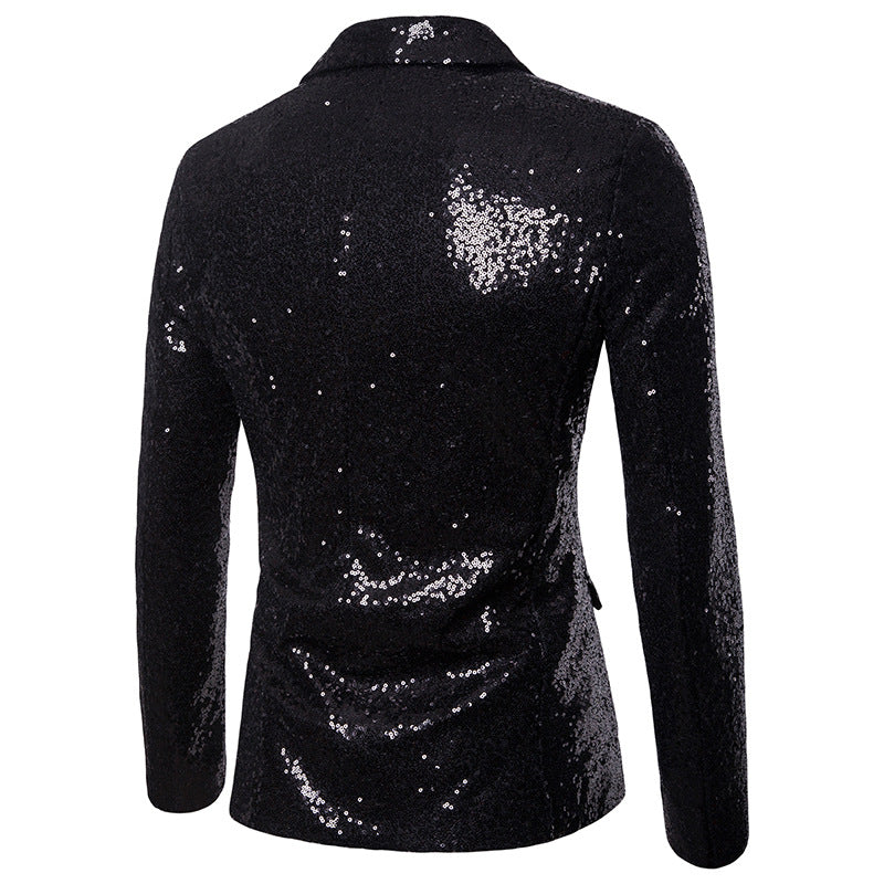 Black Shiny Sequin Jacket Party Tuxedo Blazer